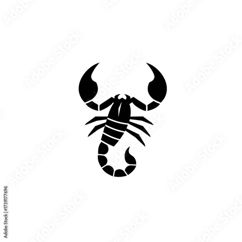 Black Scorpion Silhouette with Raised Claws and Curled Tail.