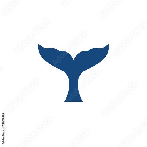 Simple Blue Whale Tail Silhouette, Showing Distinctive Flukes and Shape.