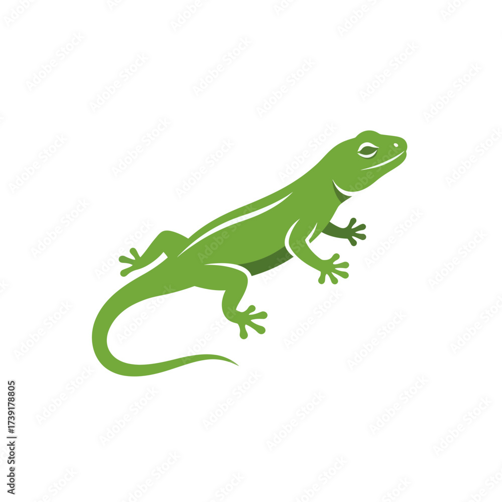Fototapeta premium Stylized Green Lizard Illustration with White Stripe and Highlights.
