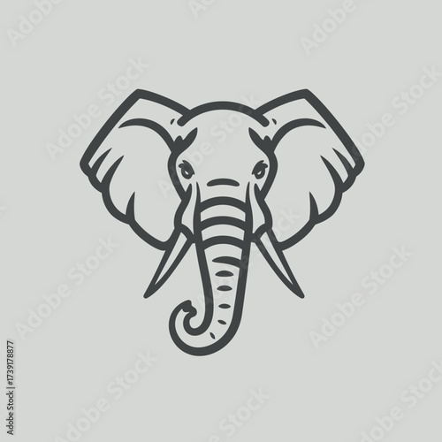 Stylized Line Art Illustration of an Elephant Head with Large Ears.