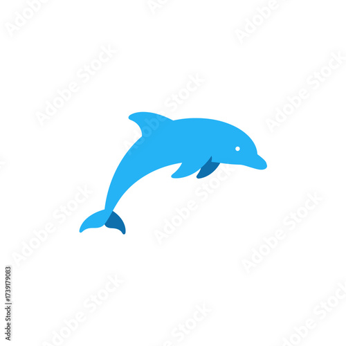 Vibrant Blue Dolphin Leaping Gracefully Through Water.