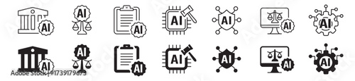AI ethics icon set. Editable stroke icons collection illustration vector