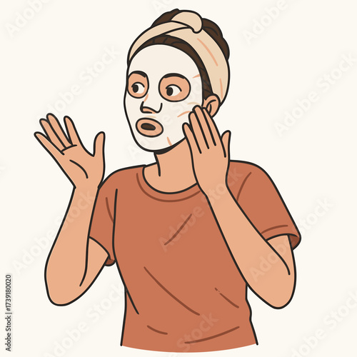 Woman with cosmetic mask at home
