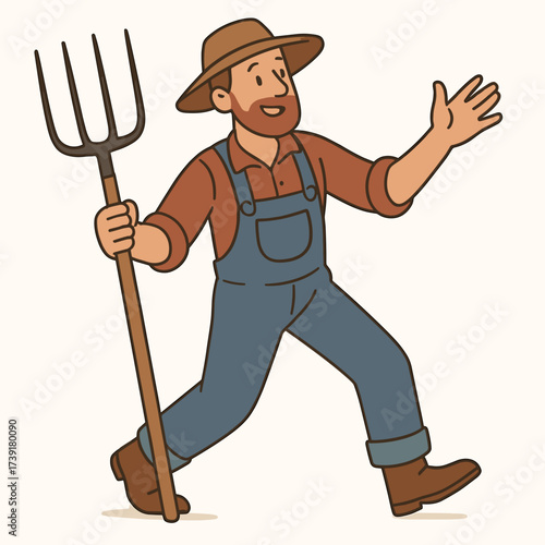 Farmer holding pitchfork