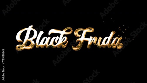 High-impact Black Friday lettering animation with alpha channel. Suitable for commercial sales banners, retail events, and shopping campaigns.