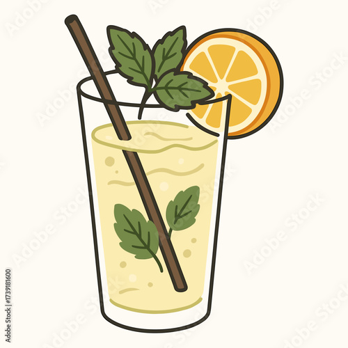 Lemonade with mint vector