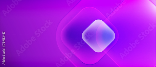 Abstract purple gradient background. Concentric squares create luminous center point. Soft glow radiates outward, modern design.