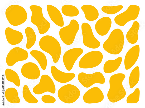 Bright yellow organic shapes scattered art abstract pattern background design elements