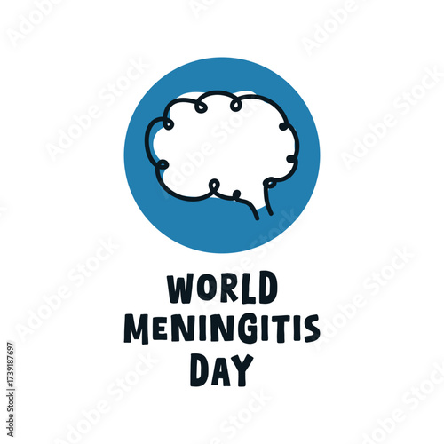 Flat design vector of World Meningitis Day. Brain icon. White background.