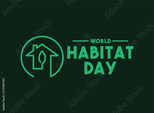 Flat design vector of World Habitat Day. october. Habitat icon. Banner, card, background.