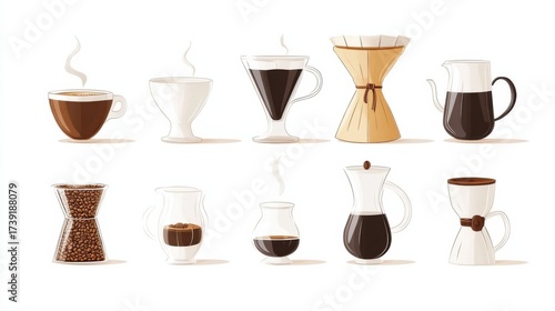 Wallpaper Mural Brewing techniques for coffee lovers home kitchen illustrative art cozy environment aerial view coffee culture Torontodigital.ca