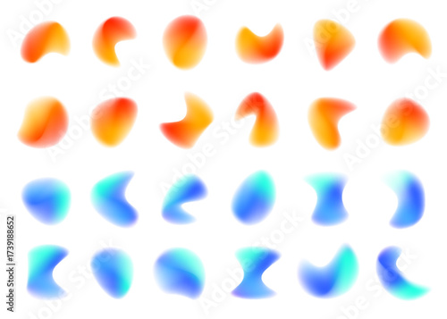 Abstract liquid shapes blend vibrant neon colors with grainy textures, forming a luminous and soft mesh effect that stands out on a transparent background. PNG