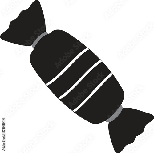 Wrapped Sweet Candy Silhouette, Vector Icon for Treats, Parties, and Halloween