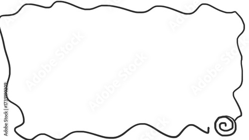 A screen in the form of a frame of a wavy line, closed by a circle with a curl or spiral.