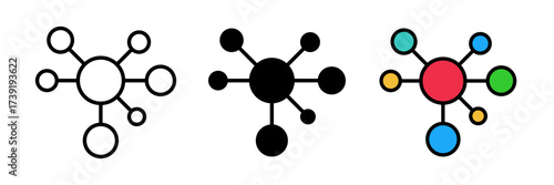 Molecule icon Science element symbol template stroke, filled and colored concept for web design.