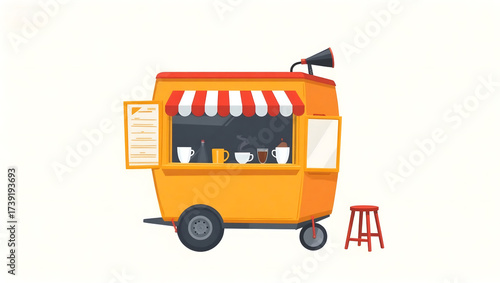 OrangeCoffeeCartWithStool
