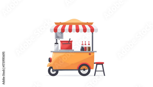 Food cart with sauces and stool