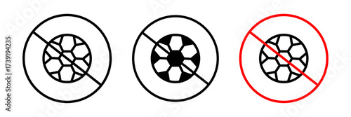 No ball game sign Vector Line Icon Illustration. stroke, filled and colored concept.