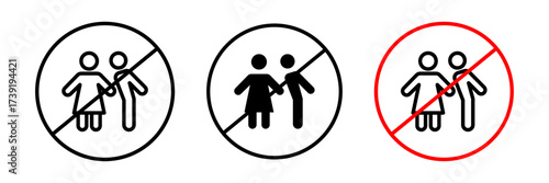 No hugs no kiss vector icon set in stroke, filled and colored concept for web design.