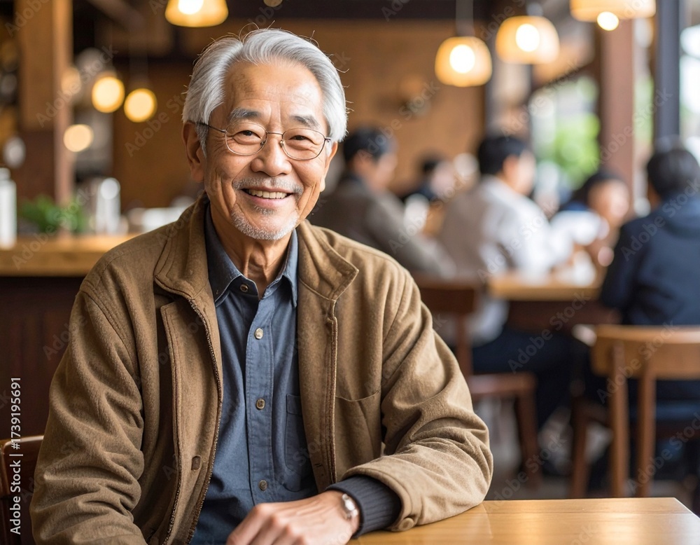 Fototapeta premium 余裕のある笑顔のシニア男性 AI生成素材