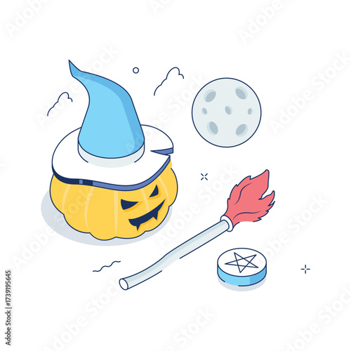 Grab this amazing isometric illustration of witchcraft, concept vector