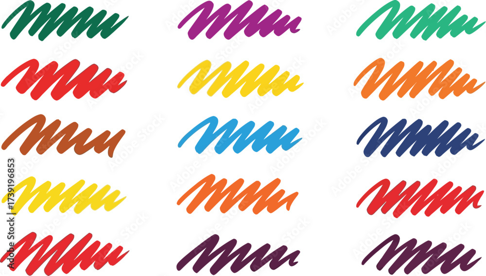 Obraz premium Vibrant marker swatches showcase a spectrum of colors, perfect for design elements and artistic presentations with a playful touch.