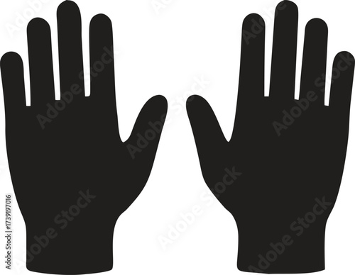 Pair of Raised Hands Silhouette, Vector Icon Symbolizing Stop, Surrender, and Greeting