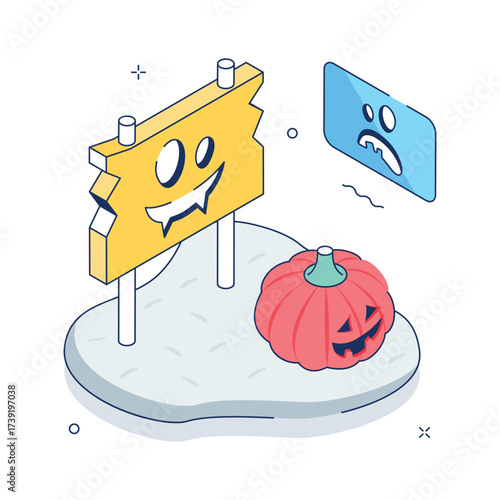 Get this amazing illustration of halloween spooky board in modern style