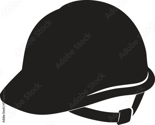 Classic Equestrian Helmet Silhouette, Vector Icon for Horse Riding and Derby Sports