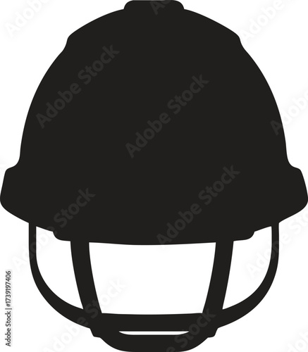 Equestrian Riding Helmet Silhouette, Vector Icon for Horse Sports and Safety