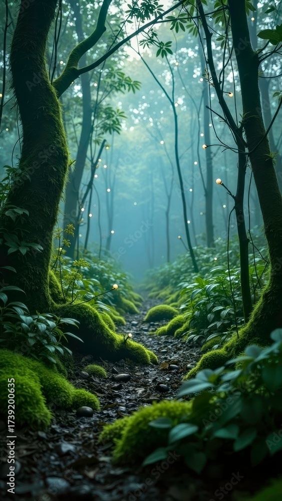 Fototapeta premium Forest path art exhibition scene