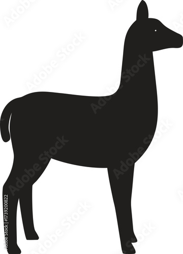 Black Llama Silhouette Icon – Farm Animal Vector for Alpaca, Wildlife, and Nature Design