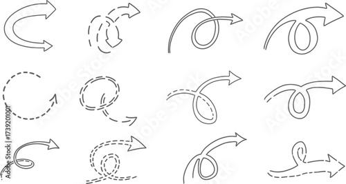 Collection of hand drawn arrows, doodle style, black outline, direction indicators, navigation elements, and design resources.