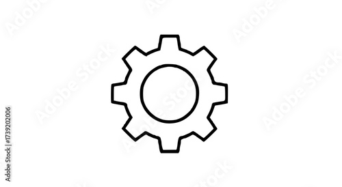 A simple black and white outline of a cogwheel, representing mechanics and engineering.