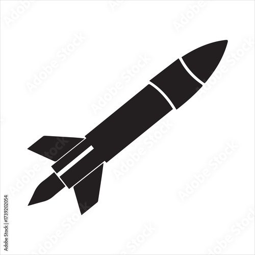 Guided Missile Weapon or Ballistic Rocket Weapon Icon - SVG Vector Graphic