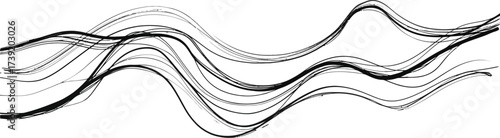 Elegant black lines create a flowing, wave-like abstract design, perfect for adding a modern, artistic touch to any project.