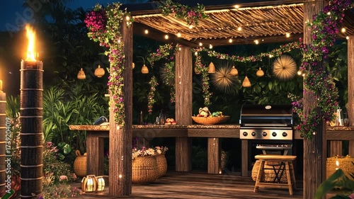 Outdoor patio dining night atmosphere
