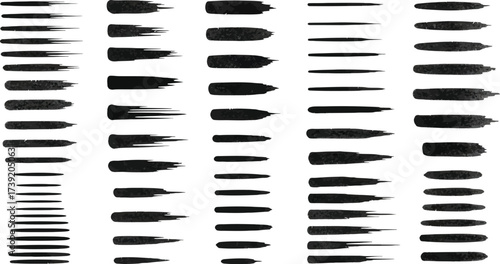 Collection of black brush strokes offers a versatile set of artistic elements for graphic design and creative projects.
