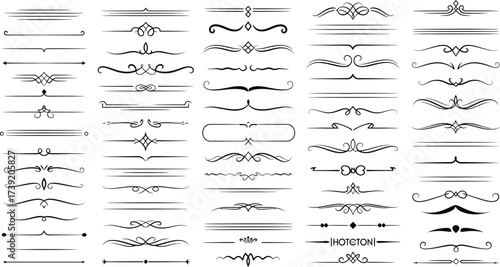 Elegant dividers and ornamental borders provide a decorative design element for invitations, certificates, and vintage layouts.