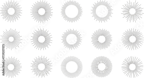 Sunburst design elements showcase radial lines in a circular pattern, perfect for graphic design and artistic compositions.