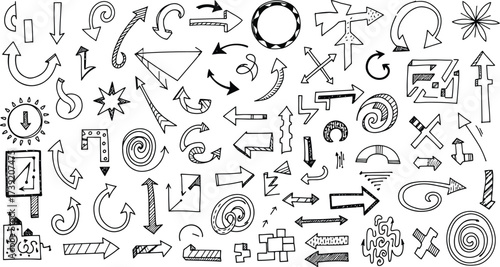 Hand drawn arrows and design elements create a dynamic pattern, perfect for adding a creative touch to any project or presentation.