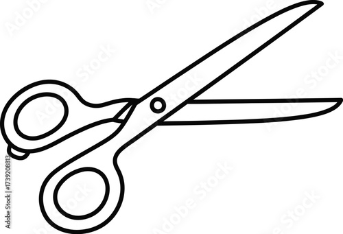 Open scissors outline drawing for crafts, design, and creative projects, a simple and elegant tool illustration with a modern aesthetic.