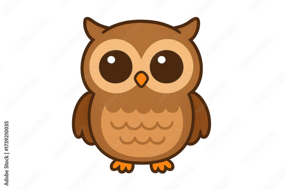 Fototapeta premium Cute brown owl icon with a transparent background