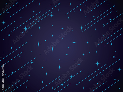 幻想的なキラキラ流星群の背景　ブルー