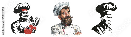 Three distinct chef characters display various culinary styles and expressions, highlighting the art of cooking.