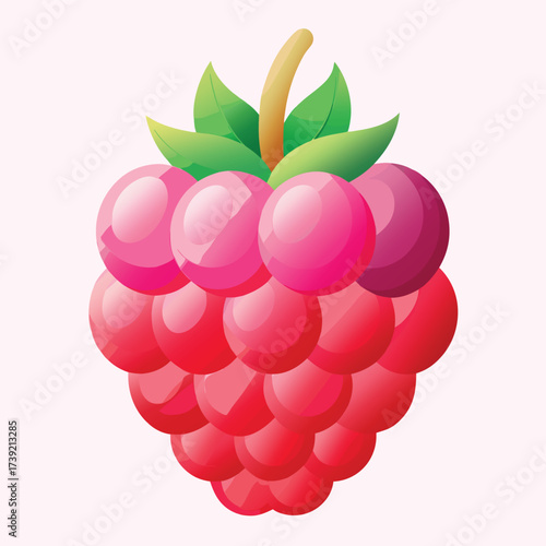 Sweet red raspberry fruit icon vivid colors delicious freshness natural organic healthy ingredient food vector