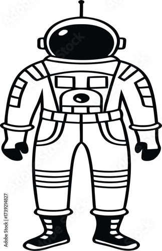 Vintage Spacesuit With Futuristic Upgrades Line Vector