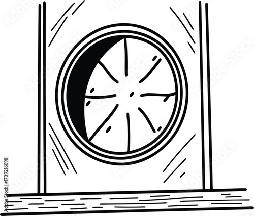 Time Travel Portal Minimal Line Art