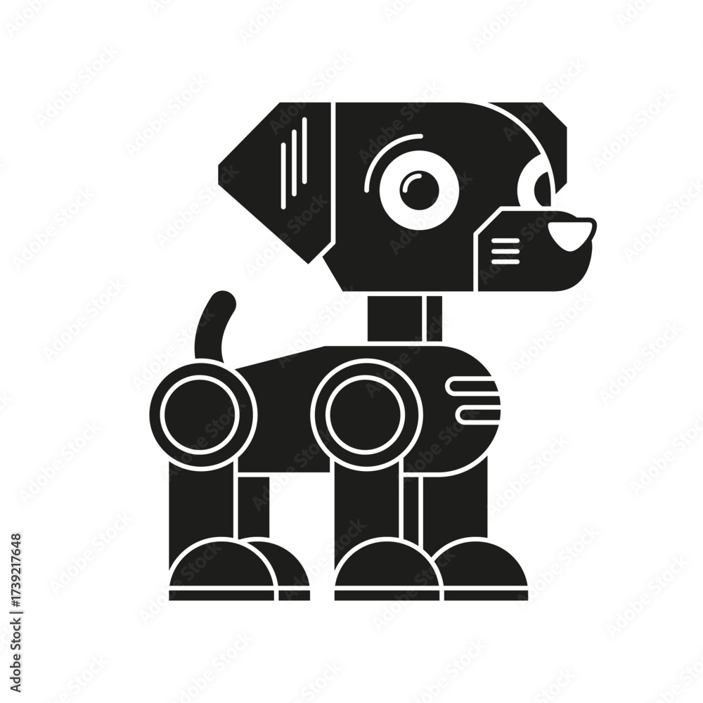 Fototapeta premium Robot dog silhouette icon. Electronic pet. Vector isolated element on white background