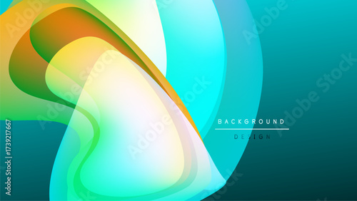 Abstract fluid shapes, vibrant colors blend. Dynamic composition, modern design elements present. Background suggests energy, movement.